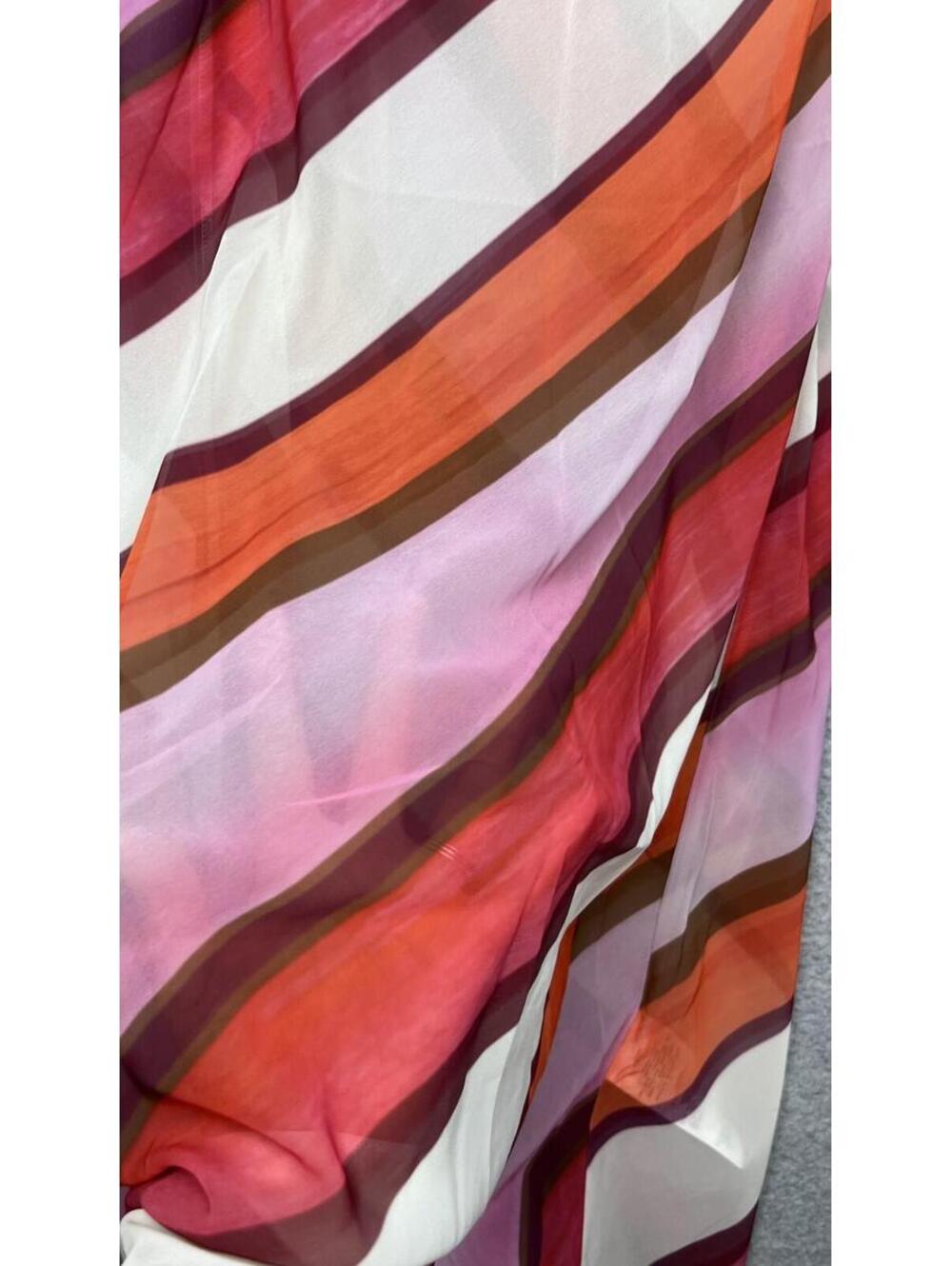 Motel Anira Maxi Dress Pink Chiffon Sheer Stripe Cowl Neck M Y2K Festival 70s - Picture 12 of 13